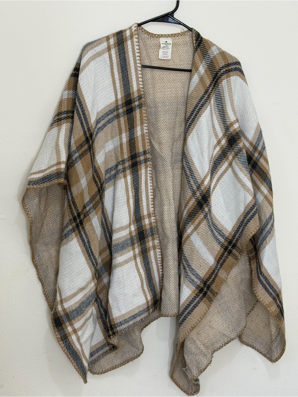Woolrich Reversible Plaid Blanket Wrap Poncho One Size